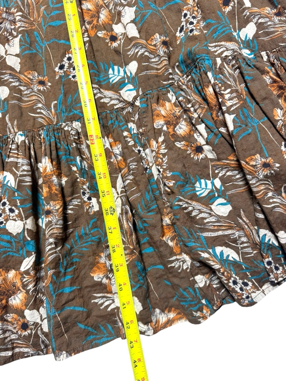 NATURAL LIFE Women’s Small Brown and Teal Floral Tiered Midi Maxi Dress Boho - Picture 5 of 10